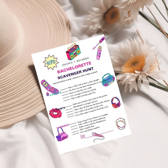 Invitation Bachelorette de bébé des années 90 jeu de chasse p (Créateur téléchargé)