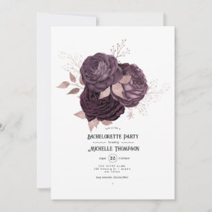 Invitation Bachelorette de Bourgogne et d'or Floral