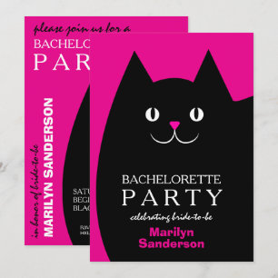 Invitation Bachelorette de chat Kitty noir