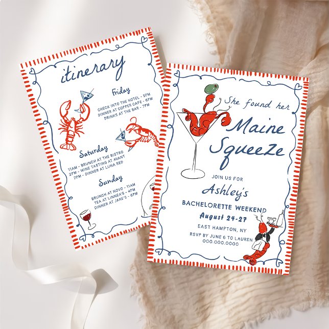 Invitation Bachelorette de homard côtier du Maine (Créateur téléchargé)