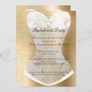 INVITATION BACHELORETTE DE LA COUCHE BLANCHE D'OR