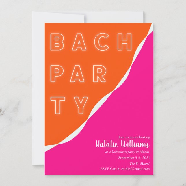Invitation Bachelorette de la série Pink and Orange (Devant)