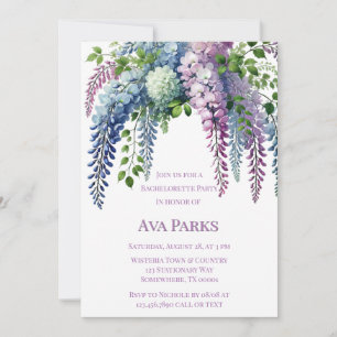 Invitation Bachelorette de la Wisteria violet et rose