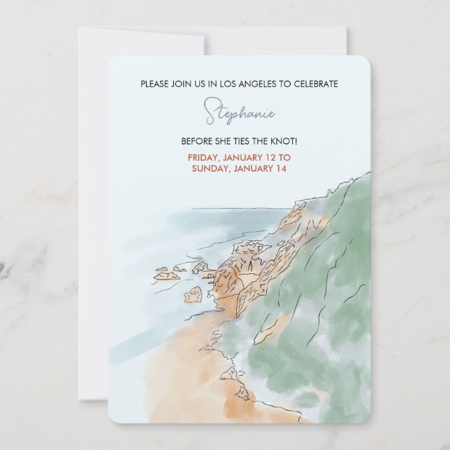 Invitation Bachelorette de Los Angeles (Devant)