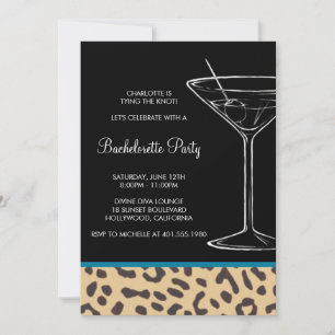 Invitation bachelorette de martini d'empreinte de léopard