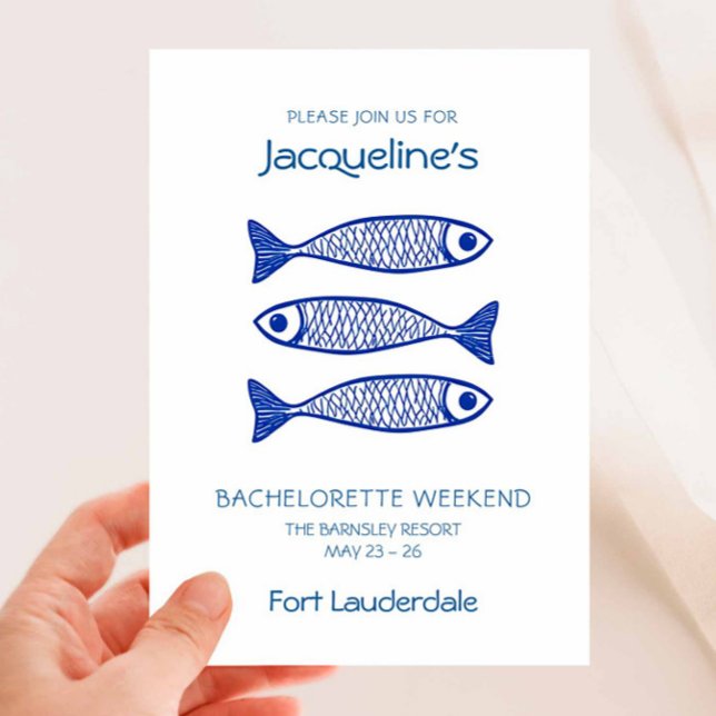 Invitation Bachelorette de poisson bleu côtier (Créateur téléchargé)
