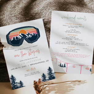 Invitation Bachelorette de ski de montagne couleur vive ALLIE