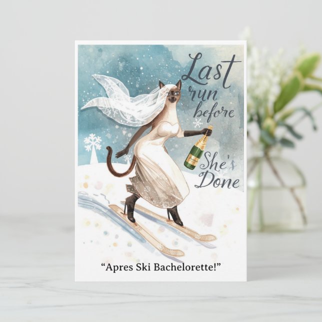 Invitation Bachelorette de ski Mariée de fin de semaine sur l (Debout devant)