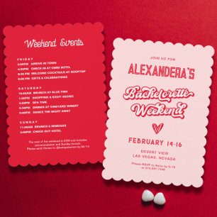 Invitation Bachelorette de Vegas rouge et rose