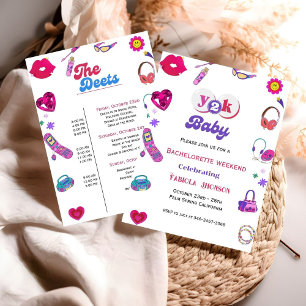 Invitation Bachelorette des années 90 et itinéraire du week-e