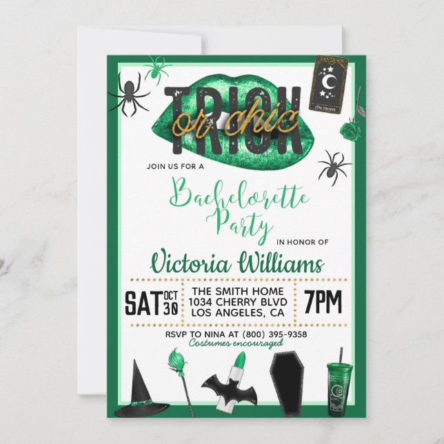 Invitation Bachelorette d'Halloween chic ou de brique Invitat (Devant)