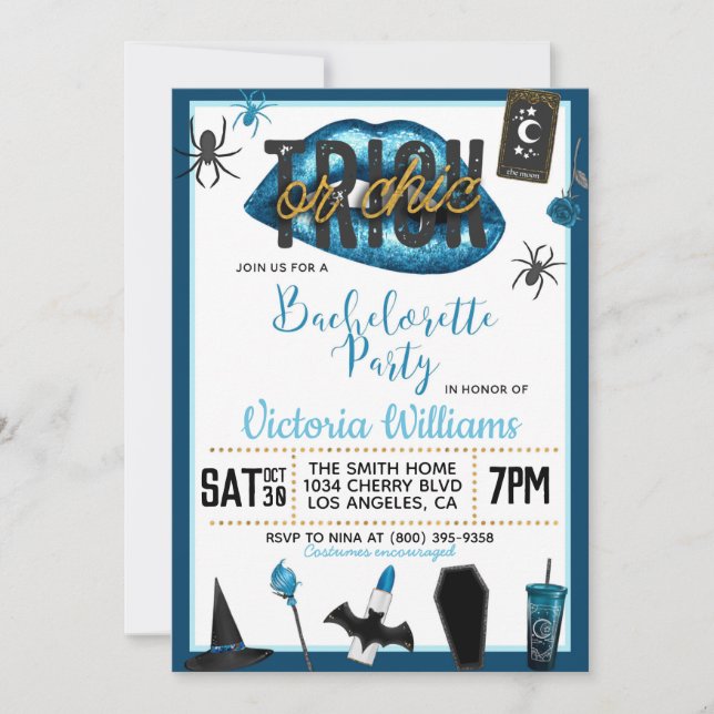 Invitation Bachelorette d'Halloween chic ou de brique Invitat (Devant)
