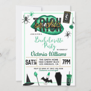 Invitation Bachelorette d'Halloween chic ou de brique Invitat