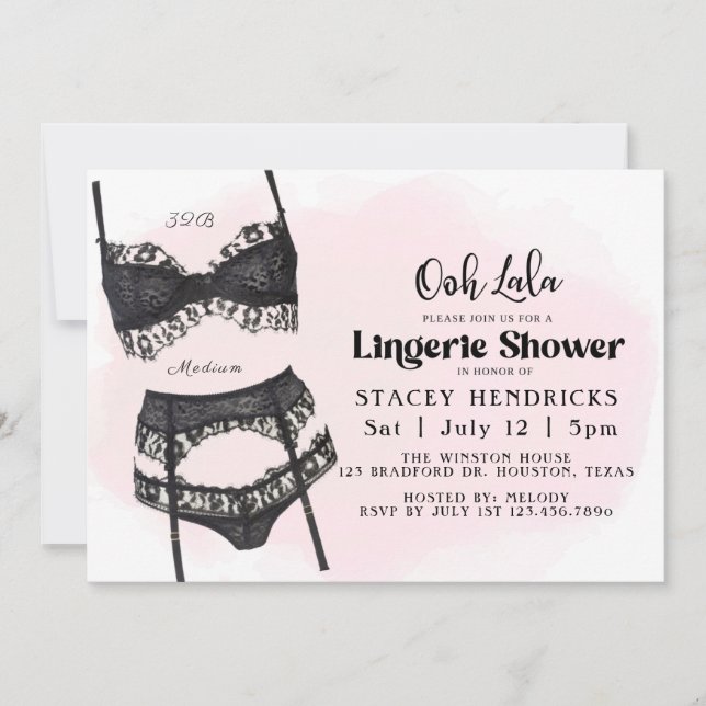 Invitation Bachelorette, Douche Lingerie, Ooh La la (Devant)