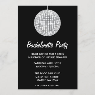 Invitation Bachelorette du Ball de la Discothèque noire
