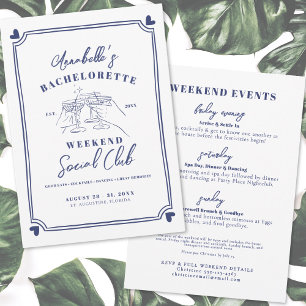 Invitation Bachelorette du club social tiré à la main