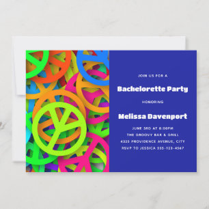 Invitation Bachelorette du Motif de la Paix Super Sixties
