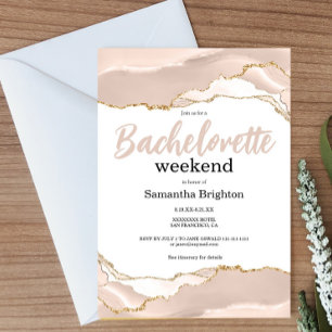 Invitation Bachelorette du week-end Abstrait en or d'ivoire