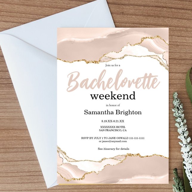 Invitation Bachelorette du week-end Abstrait en or d'ivoire (Créateur téléchargé)