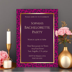 Invitation Bachelorette Empreinte de léopard-Fête -Magenta-