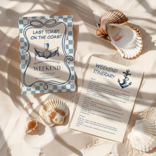 Invitation Bachelorette en bleu côtier En vichy champag nauti