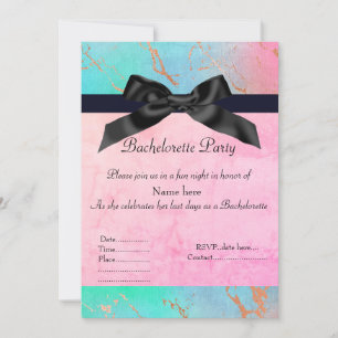 Invitation Bachelorette en marbre pastel vert rose nouveau fu