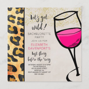 Invitation Bachelorette en verre de vin et Poster de animal s