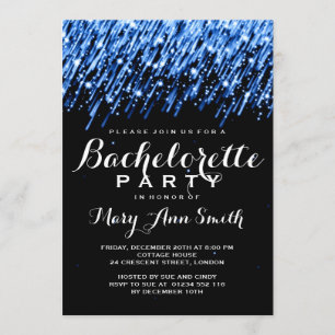 Invitation Bachelorette Falling Stars Sapphire Blue