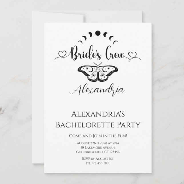 Invitation Bachelorette fête céleste papillon (Devant)