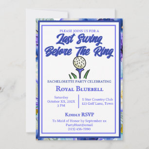 Invitation Bachelorette Fête des mariées Golf Blue Flowers