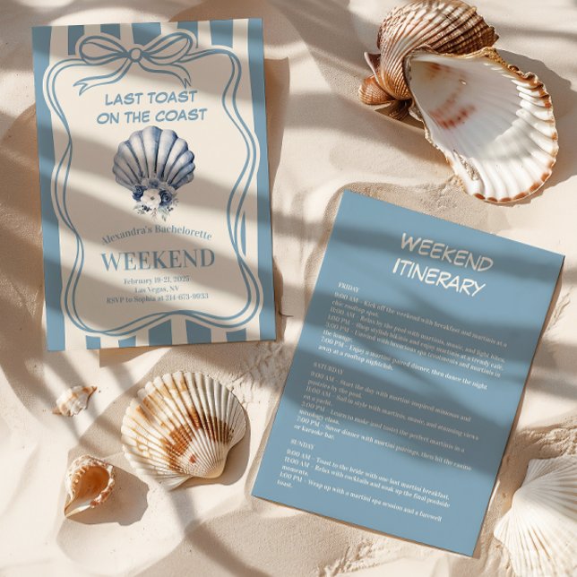 Invitation Bachelorette Fête Florale Coquille Bleue (Créateur téléchargé)