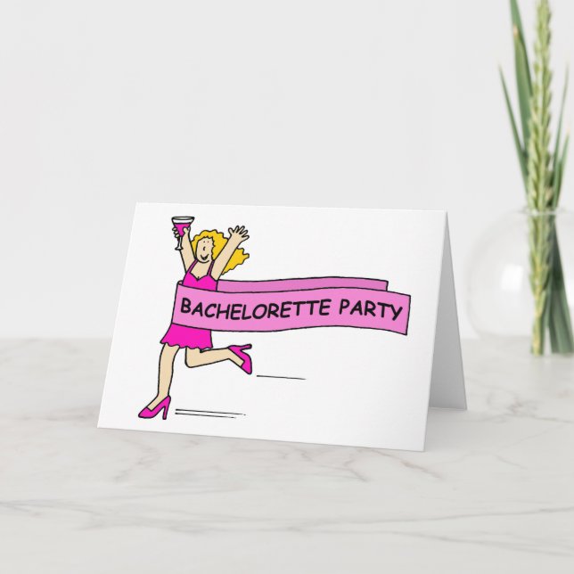 Invitation Bachelorette Fête Invite Lady in Rose. (Devant)