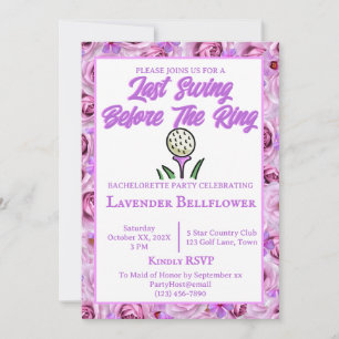 Invitation Bachelorette Fête ou Fête des mariées Golf Lavende