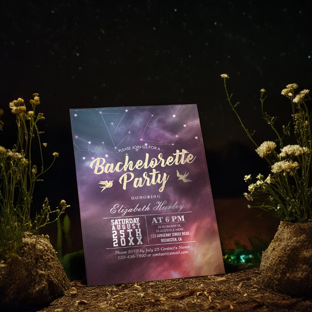 Invitation Bachelorette fêtes étoiles Sky Galaxy Constellatio (Créateur téléchargé)