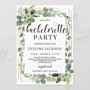 Invitation Bachelorette feuillage succulent rustique