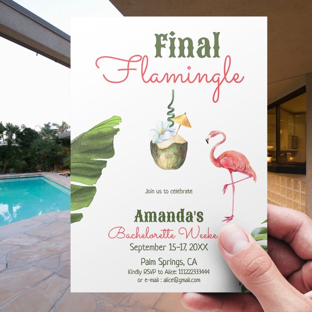 Invitation Bachelorette finale flamingle rose Palm Springs (Créateur téléchargé)