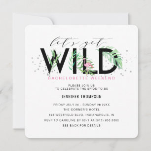Invitation Bachelorette Flamant rose tropical sauvage