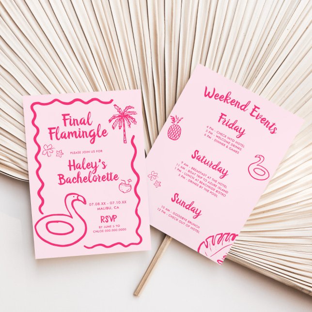 Invitation Bachelorette Flamingle Finale Dessinée À La Main (Créateur téléchargé)