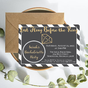 Invitation Bachelorette Fling Dernier avant le Ring Invi