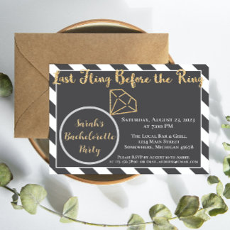 Invitation Bachelorette Fling Dernier avant le Ring Invi