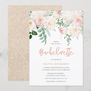 Invitation Bachelorette florale blanche et blanche magnifique
