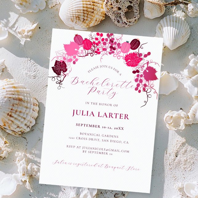 Invitation Bachelorette française Floral Berry (Créateur téléchargé)