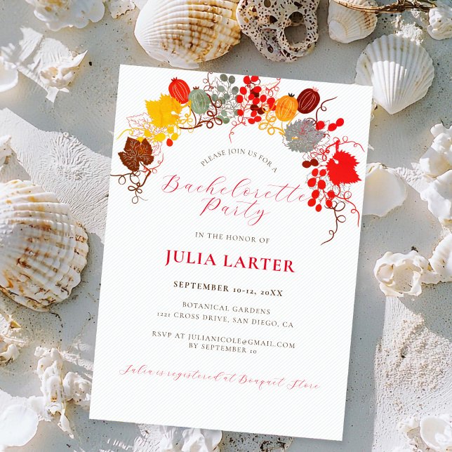 Invitation Bachelorette française Floral Berry (Créateur téléchargé)