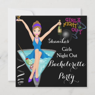 Invitation Bachelorette Fun Cocktails Boissons Bleu