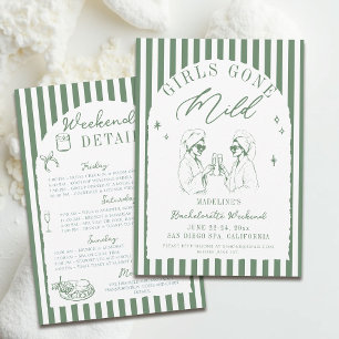 Invitation Bachelorette Girls Gone Mild Arch Stripes Sage