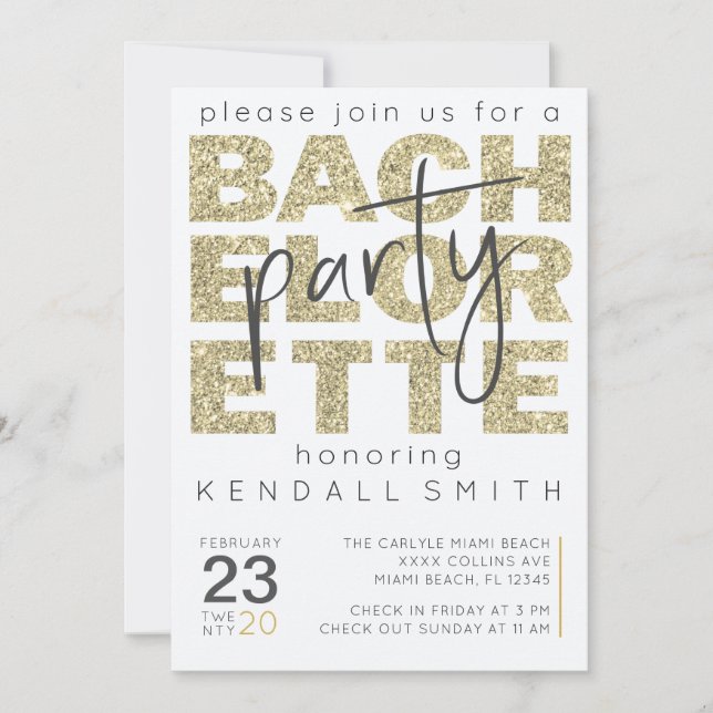 Invitation Bachelorette Glamour Or Fun (Devant)