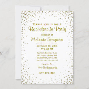 Invitation Bachelorette   Gold Confetti