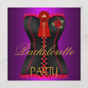 Invitation Bachelorette Gold Magenta Black Red Corset