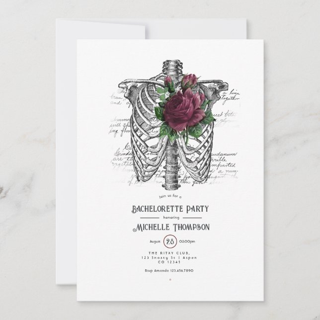 Invitation Bachelorette gothique de Bourgogne (Devant)