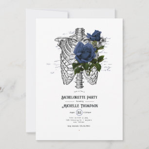 Invitation Bachelorette gothique florale bleu marine